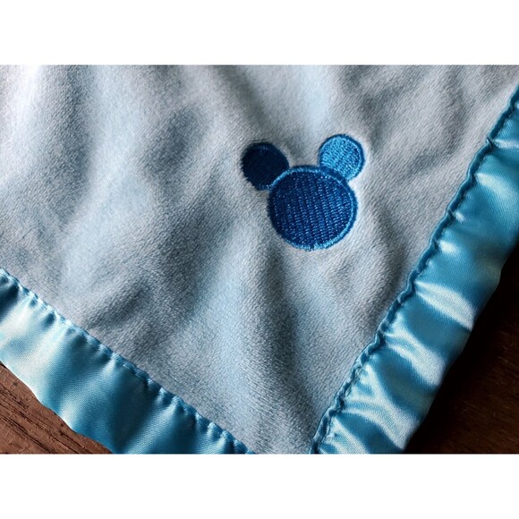 Disney Baby Mickey Mouse Blue Lovey Security Blanket Plush Soft Satin-like Edge - Picture 4 of 8